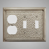 2 Toggle, 1 Duplex Wall Switch Plate - Framed Hammered Design