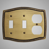 2 Toggle, 1 Duplex Wall Switch Plate - Georgian Design