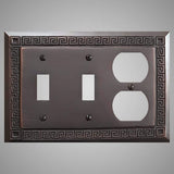 2 Toggle, 1 Duplex Wall Switch Plate - Greek Design