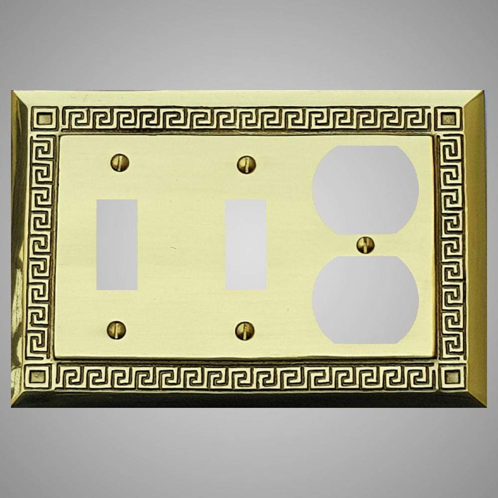2 Toggle, 1 Duplex Wall Switch Plate - Greek Design