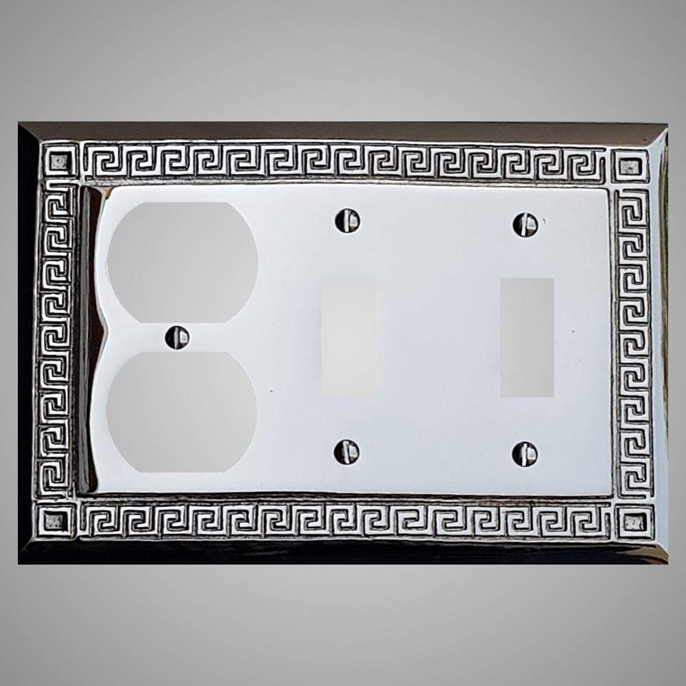 2 Toggle, 1 Duplex Wall Switch Plate - Greek Design