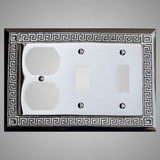 2 Toggle, 1 Duplex Wall Switch Plate - Greek Design
