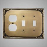 2 Toggle, 1 Duplex Wall Switch Plate - Victorian Design
