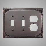 2 Toggle, 1 Duplex Wall Switch Plate - Victorian Design