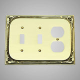 2 Toggle, 1 Duplex Wall Switch Plate - Victorian Design