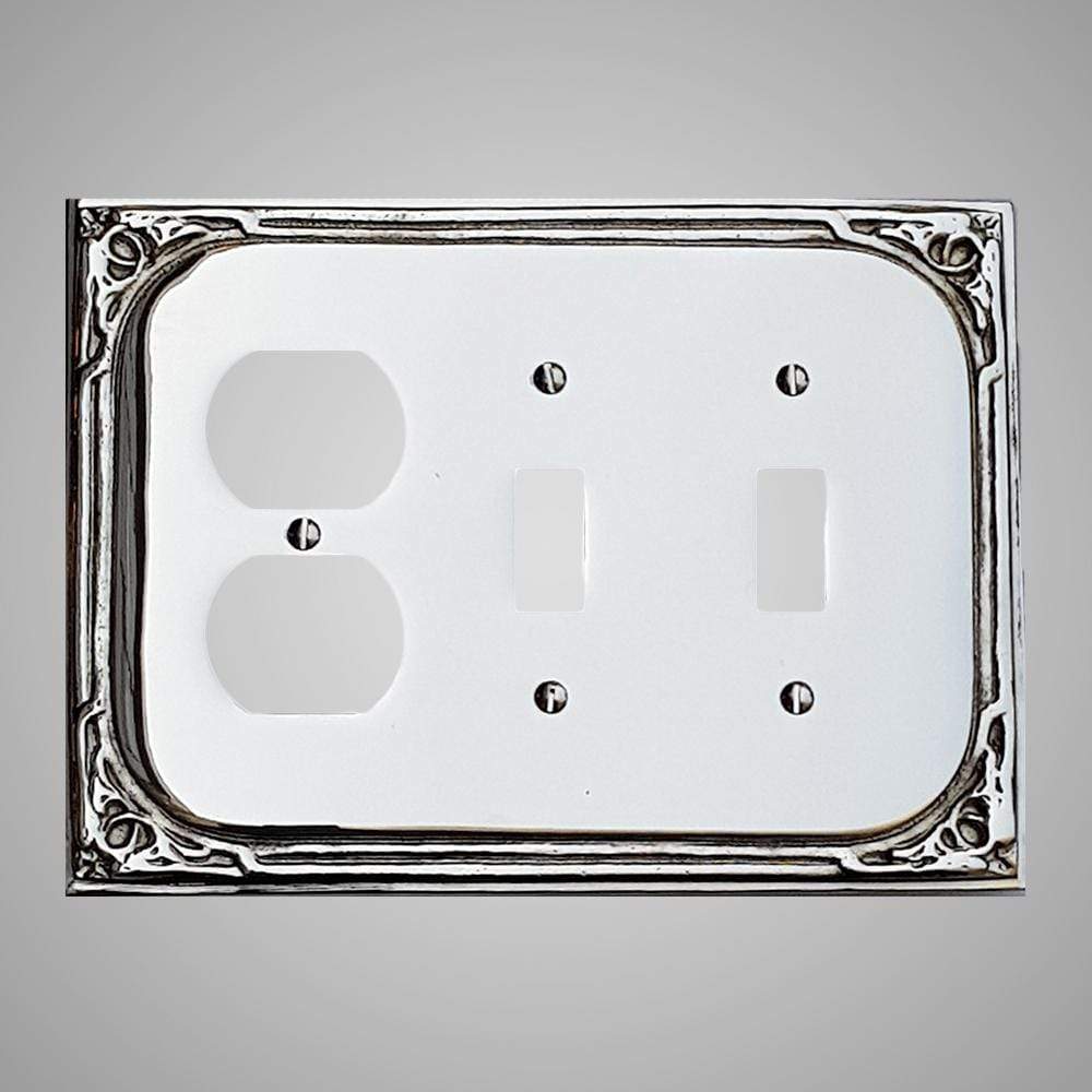 2 Toggle, 1 Duplex Wall Switch Plate - Victorian Design