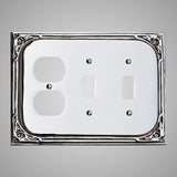 2 Toggle, 1 Duplex Wall Switch Plate - Victorian Design