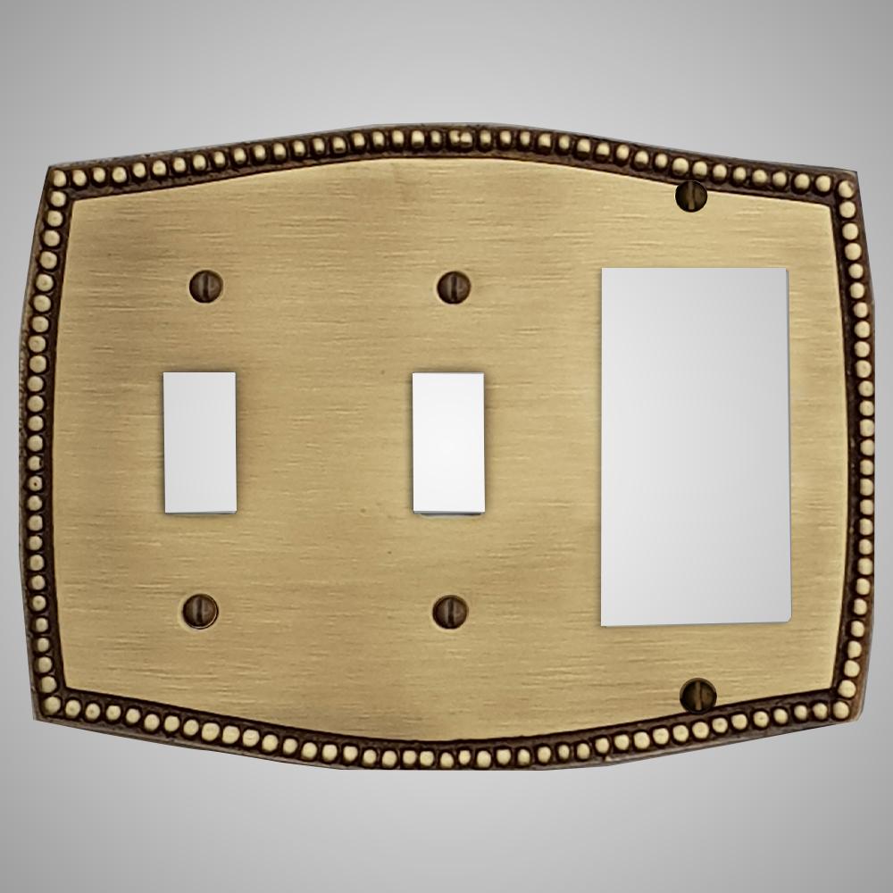2 Toggle, 1 Rocker Wall Switch Plate - Beaded Design