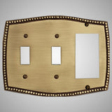 2 Toggle, 1 Rocker Wall Switch Plate - Beaded Design