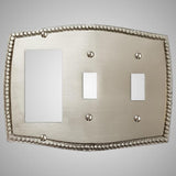 2 Toggle, 1 Rocker Wall Switch Plate - Beaded Design