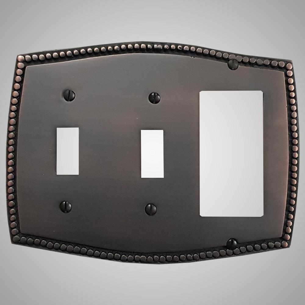 2 Toggle, 1 Rocker Wall Switch Plate - Beaded Design