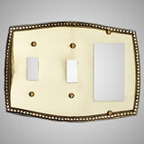 2 Toggle, 1 Rocker Wall Switch Plate - Beaded Design