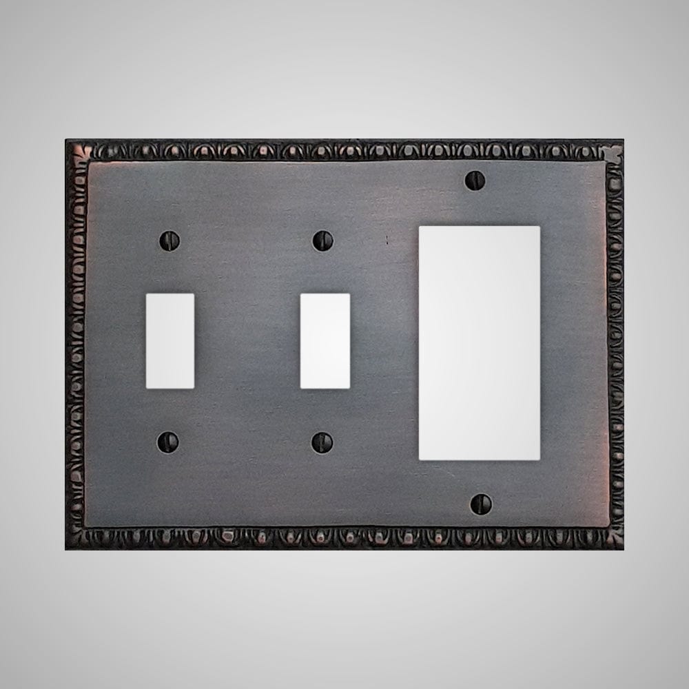 2 Toggle, 1 Rocker Wall Switch Plate - Egg & Dart Design
