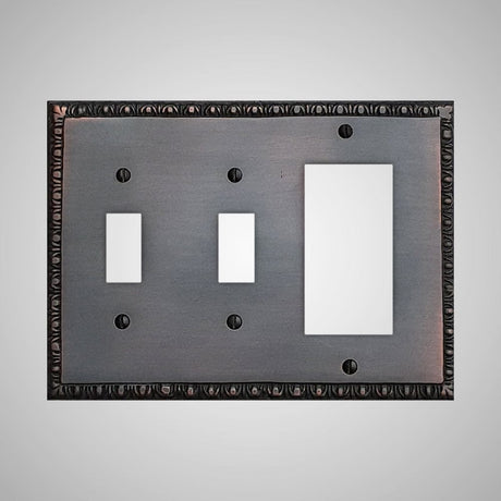 2 Toggle, 1 Rocker Wall Switch Plate - Egg & Dart Design