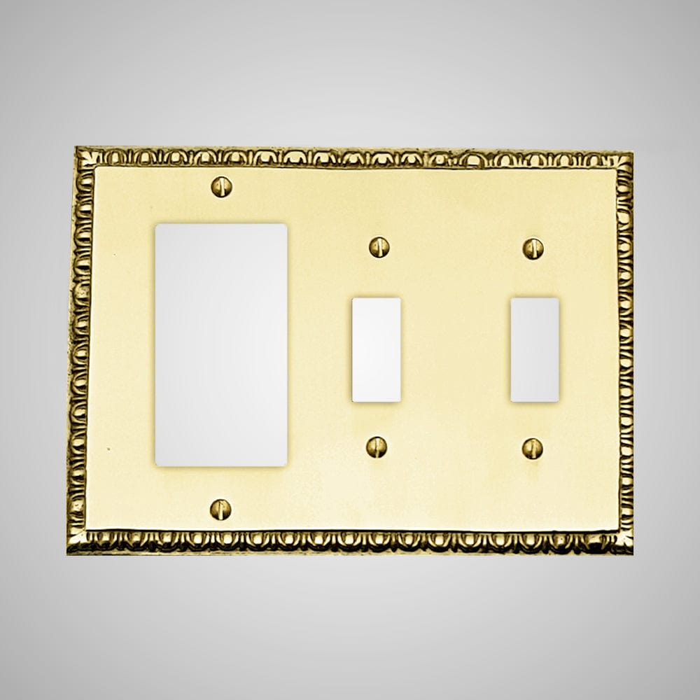 2 Toggle, 1 Rocker Wall Switch Plate - Egg & Dart Design
