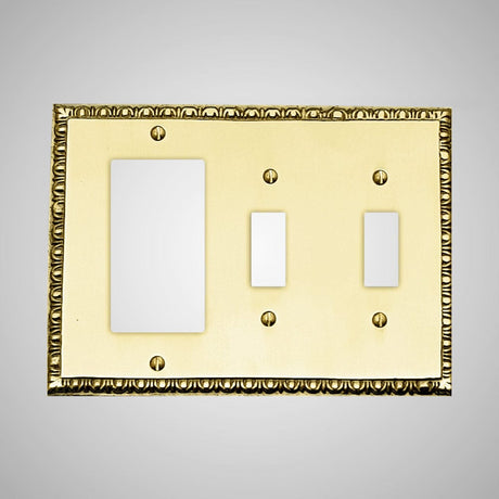2 Toggle, 1 Rocker Wall Switch Plate - Egg & Dart Design