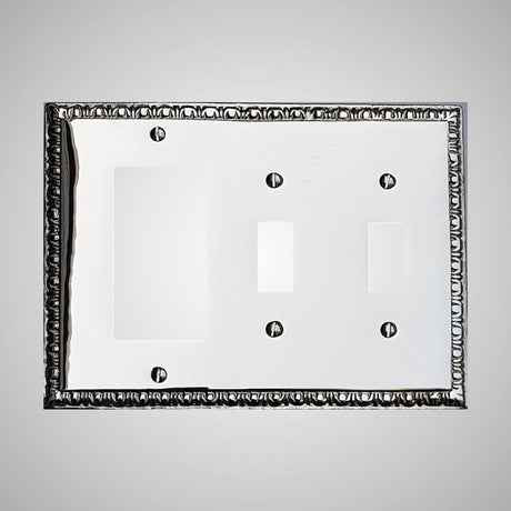 2 Toggle, 1 Rocker Wall Switch Plate - Egg & Dart Design