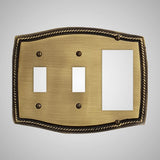 2 Toggle, 1 Rocker Wall Switch Plate - Georgian Design