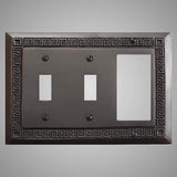 2 Toggle, 1 Rocker Wall Switch Plate - Greek Design