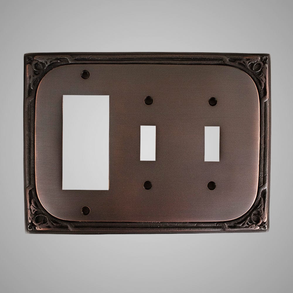 2 Toggle, 1 Rocker Wall Switch Plate - Victorian Design