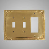 2 Toggle, 1 Rocker Wall Switch Plate - Victorian Design