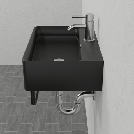 20" Cowen Wall-Mount Black Vitreous China Sink with Black Powdercoat Steel Towel Bar