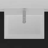 22" Amma Wall-Mount Vitreous China Sink with Black Powdercoat Steel Towel Bar