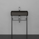 24" Arminto Black Vitreous China Console Bathroom Sink with Black Powdercoat Steel Stand