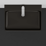 24" Arminto Black Vitreous China Console Bathroom Sink with Black Powdercoat Steel Stand