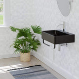 24" Nettie Wall-Mount Black Vitreous China Sink with Black Powdercoat Steel Towel Bar