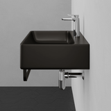 24" Nettie Wall-Mount Black Vitreous China Sink with Black Powdercoat Steel Towel Bar