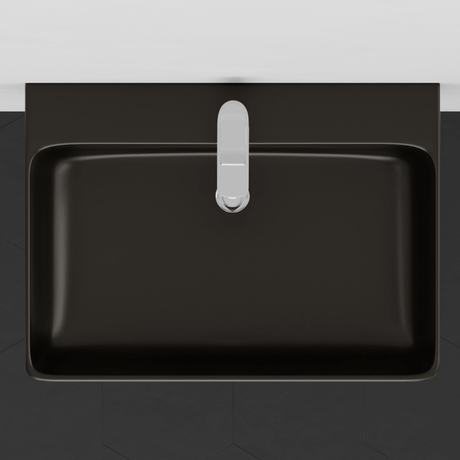 24" Nettie Wall-Mount Black Vitreous China Sink with Black Powdercoat Steel Towel Bar