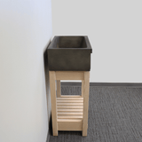 24" Ramis Cast Concrete Smooth Apron Single-Bowl Farmhouse Sink with Top Lip - Dusk Grey - Wooden Vanity Unit