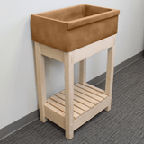 24" Ramis Cast Concrete Smooth Apron Single-Bowl Farmhouse Sink with Top Lip - Vintage Brown - Wooden Vanity Unit