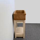 24" Ramis Cast Concrete Smooth Apron Single-Bowl Farmhouse Sink with Top Lip - Vintage Brown - Wooden Vanity Unit