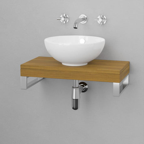 24" Thester Teak Wall-Mount Vessel Sink Vanity with Double Towel Bars