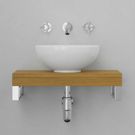 24" Thester Teak Wall-Mount Vessel Sink Vanity with Double Towel Bars