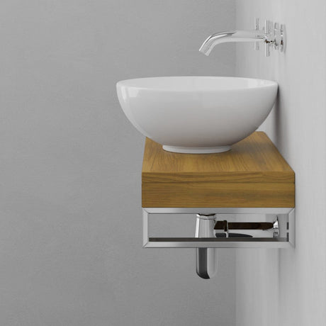 24" Thester Teak Wall-Mount Vessel Sink Vanity with Double Towel Bars