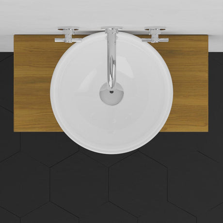 24" Thester Teak Wall-Mount Vessel Sink Vanity with Double Towel Bars