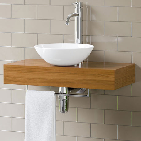 24" Thester Teak Wall-Mount Vessel Sink Vanity with Towel Bar