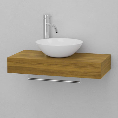 24" Thester Teak Wall-Mount Vessel Sink Vanity with Towel Bar