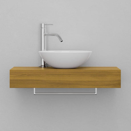 24" Thester Teak Wall-Mount Vessel Sink Vanity with Towel Bar