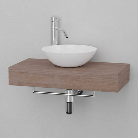 24" Thester Teak Wall-Mount Vessel Sink Vanity with Towel Bar