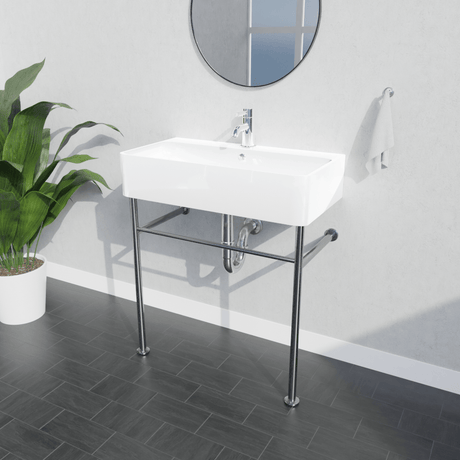 24" Vindenberg Vitreous China Console Sink with Steel Stand