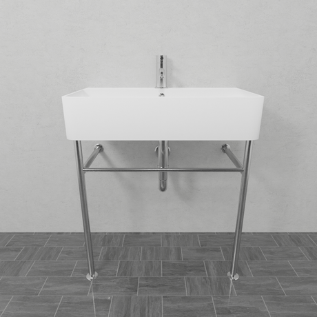 24" Vindenberg Vitreous China Console Sink with Steel Stand