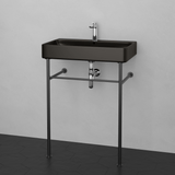 28" Kemmerer Black Vitreous China Console Bathroom Sink with Black Powdercoat Steel Stand