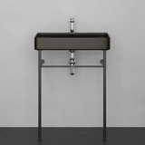 28" Kemmerer Black Vitreous China Console Bathroom Sink with Black Powdercoat Steel Stand