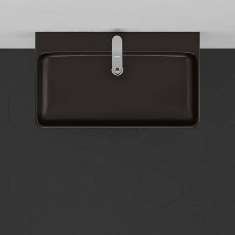 28" Kemmerer Black Vitreous China Console Bathroom Sink with Black Powdercoat Steel Stand