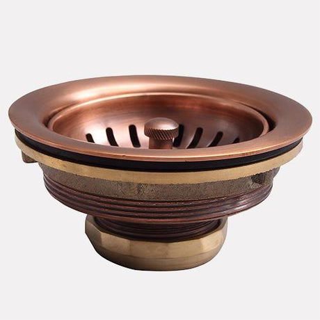 3 1/2" Copper Strainer Basket and Lift Stopper