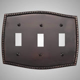 3 Gang Toggle Wall Switch Plate - Beaded Design